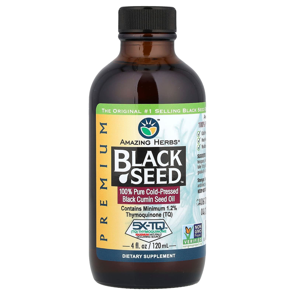 Amazing Herbs, Black Seed™, 100% чистое масло семян чёрного тмина холодного отжима, 120 мл (4 жидк. унции)