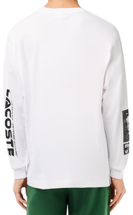 Мужская теннисная футболка  Lacoste Loose Fit René Lacoste Print T-Shirt - white/black