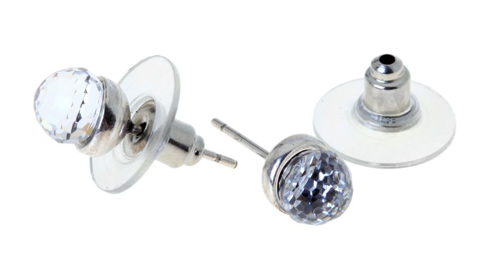 "Рабель" серьги в серебряном покрытии из коллекции "Мини" от Jenavi  с замком пусеты