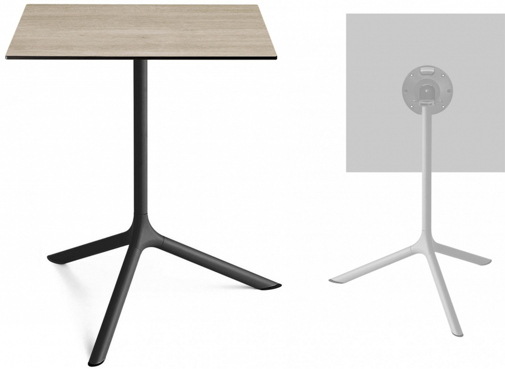 Стол ламинированный обеденный складной Scab Design Tripe Maxi Folding, черный, состаренный дуб тортора