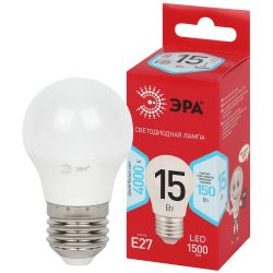 Лампа светодиодная ЭРА RED LINE LED P45-15W-840-E27 R 15Вт шар нейтральный белый свет E27 | Лампы cветодиодные Шар (G/P)