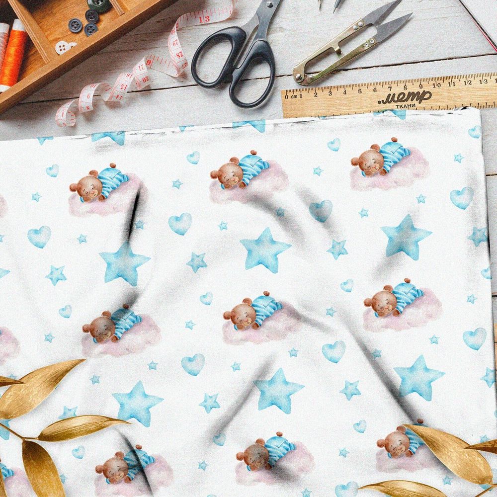 Ткань габардин спящие медвежата