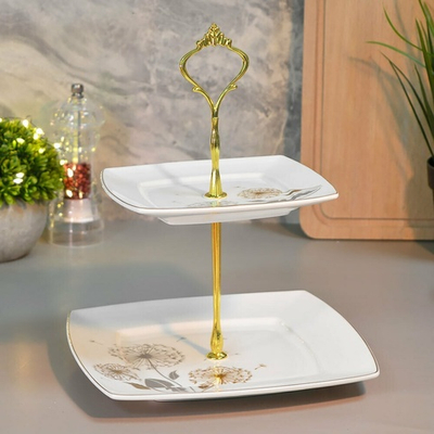 Фруктовница 2-х ярусная "Одуванчики" квадрат (00113493)