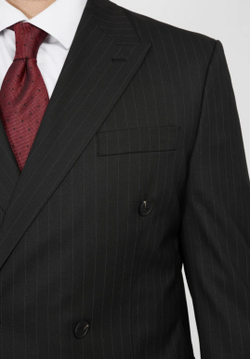 Мужской двубортный костюм (черный) В92