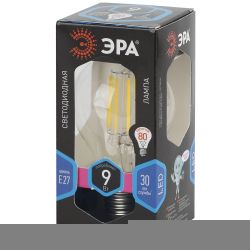 Лампочка светодиодная ЭРА F-LED A60-9W-840-E27 Е27 / Е27 9 Вт филамент груша нейтральный белый свет