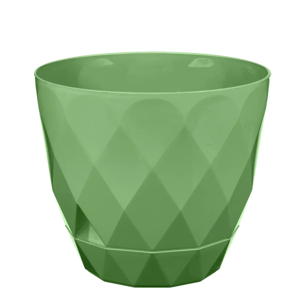 Горшок для цветов пластиковый 2,3л d-17,5см «Laurel» с поддоном зеленый