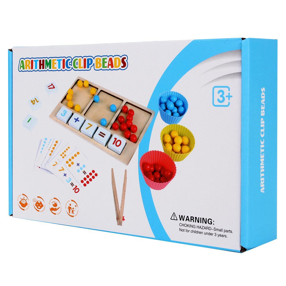 Развивающая игрушка деревянная Шарики (сортировка + примеры), коробка C-41667