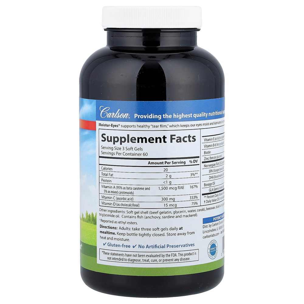 Carlson, Moistur-Eyes®, 180 капсул
