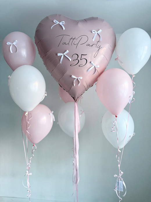 Воздушные гелиевые шарики с доставкой по Хабаровску бантики белый/зефир/розовый №4573