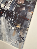 Картина авторская акварельная в паспарту 30х40 см на стену для интерьера "Урбанистический пейзаж"