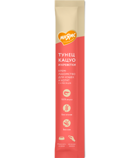 Мнямс Крем Лакомство с тунцом Кацуо и Креветками 15гр.