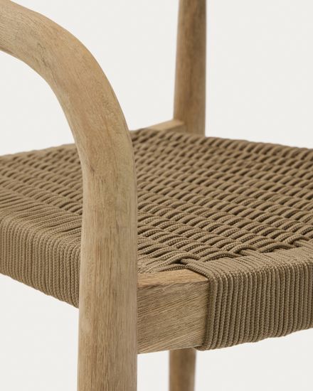 Комплект садовой мебели стол Sori и 4 стула Nina из акации и бежевой веревки