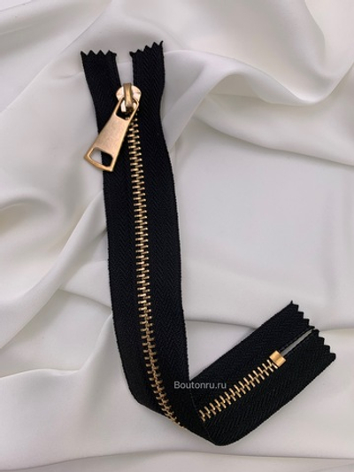 Молния черная золото с массивным бегунком