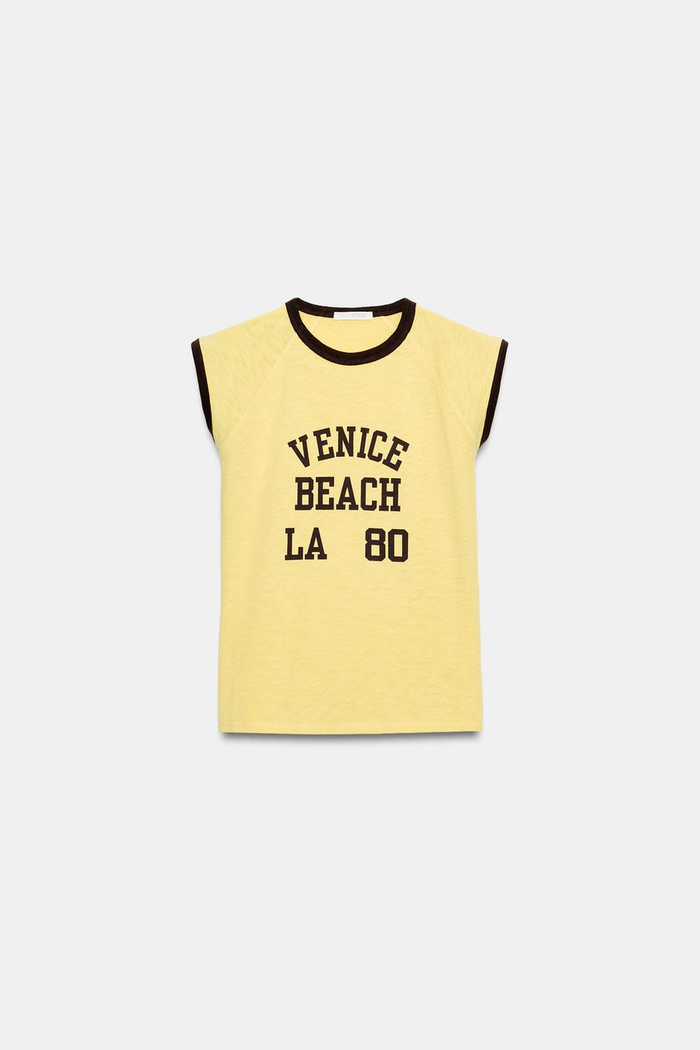 ZARA ФУТБОЛКА С НАДПИСЬЮ ИЗ ХЛОПКА ФЛАМЕ, СВЕТЛО-ЖЕЛТЫЙ