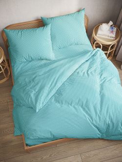 Простынь на резинке перкаль Сказка "Вязание (лазурное)" 140x200 см