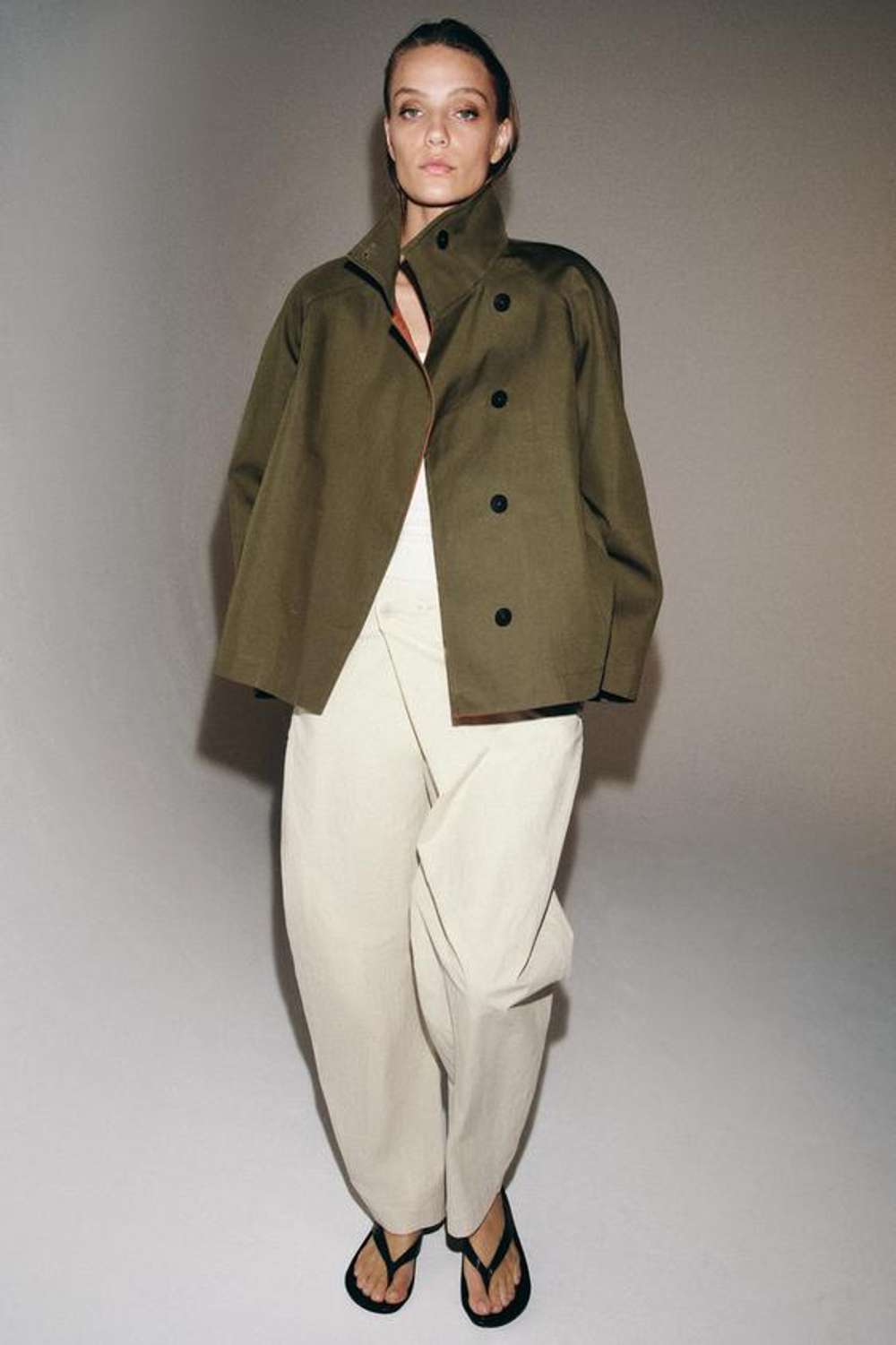 ZARA БРЮКИ НАЗАПАХ С ПУГОВИЦАМИ — ZW COLLECTION, СВЕТЛЫЙ РЫЖЕВАТО-КОРИЧНЕВЫЙ