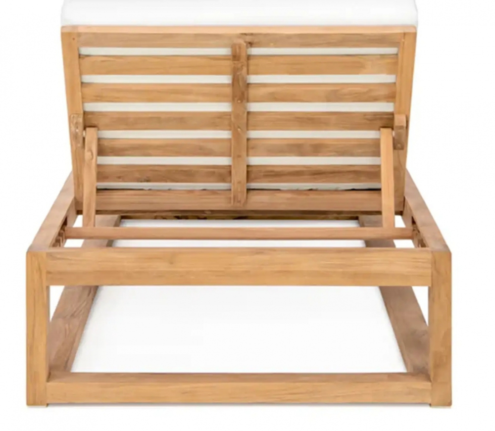 Лежак деревянный с матрасом Tagliamento Corfu, натуральный, бежевый