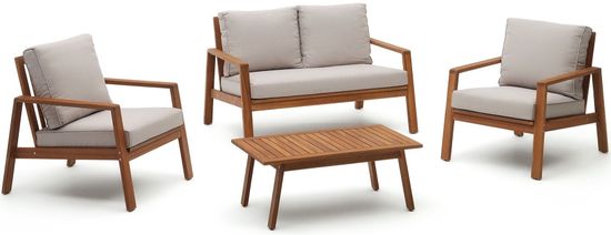 Frares Комплект 2-местный диван, 2 кресла и журнальный столик из массива акации La Forma Испания
