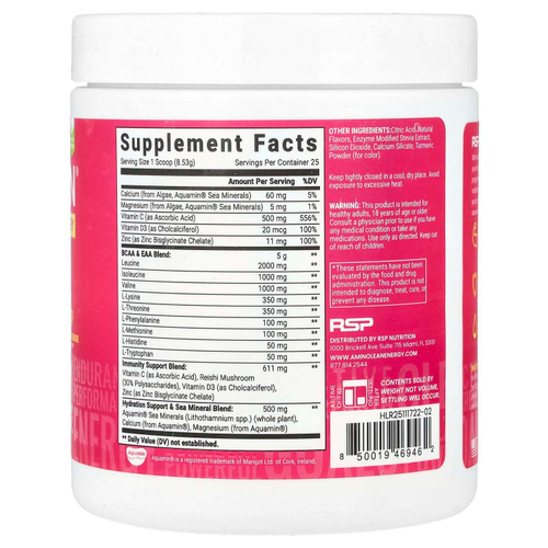 RSP Nutrition, AminoLean® Recovery, без кофеина, гибискус и лимонад, 213 г (7,52 унции)