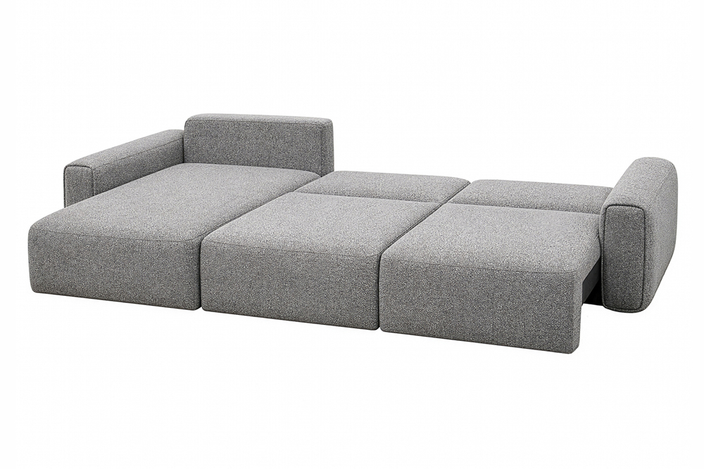 Диван Garda Decor трехместный Турин (Turin)(3 секции) с канапе и мех черно, серый Santo1606 355*163,5**68 см