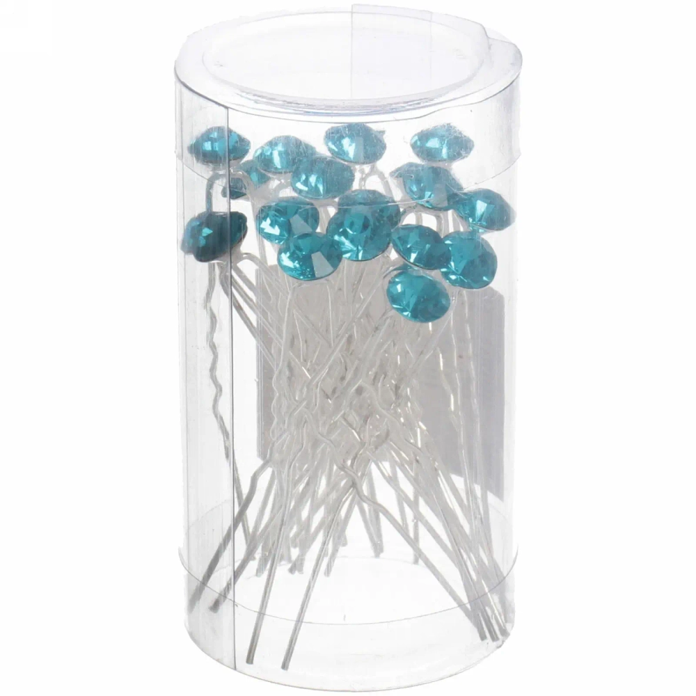 Шпильки для волос в тубе 20шт «Hair Beauty», стразик, микс 4 цвета, d-0.8см