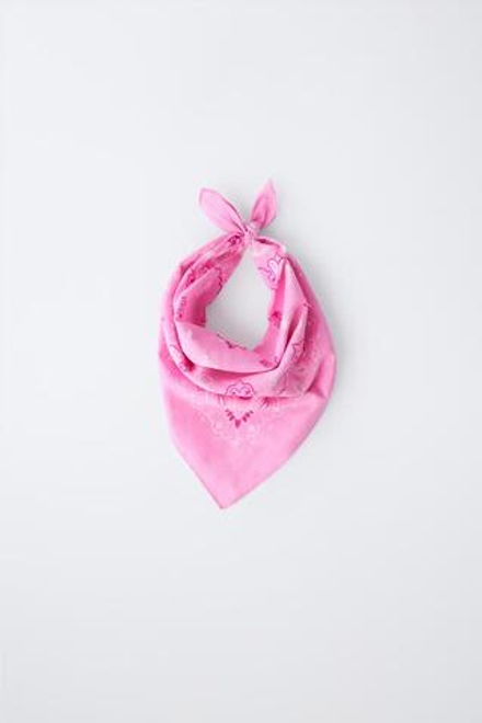 ZARA БАНДАНА С ПРИНТОМ ПЕЙСЛИ, РОЗОВЫЙ