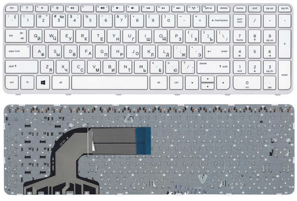 Клавиатура для ноутбука HP Pavilion 15-e белая с рамкой