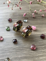 Серьги ручной работы из бисера и камня Турмалин