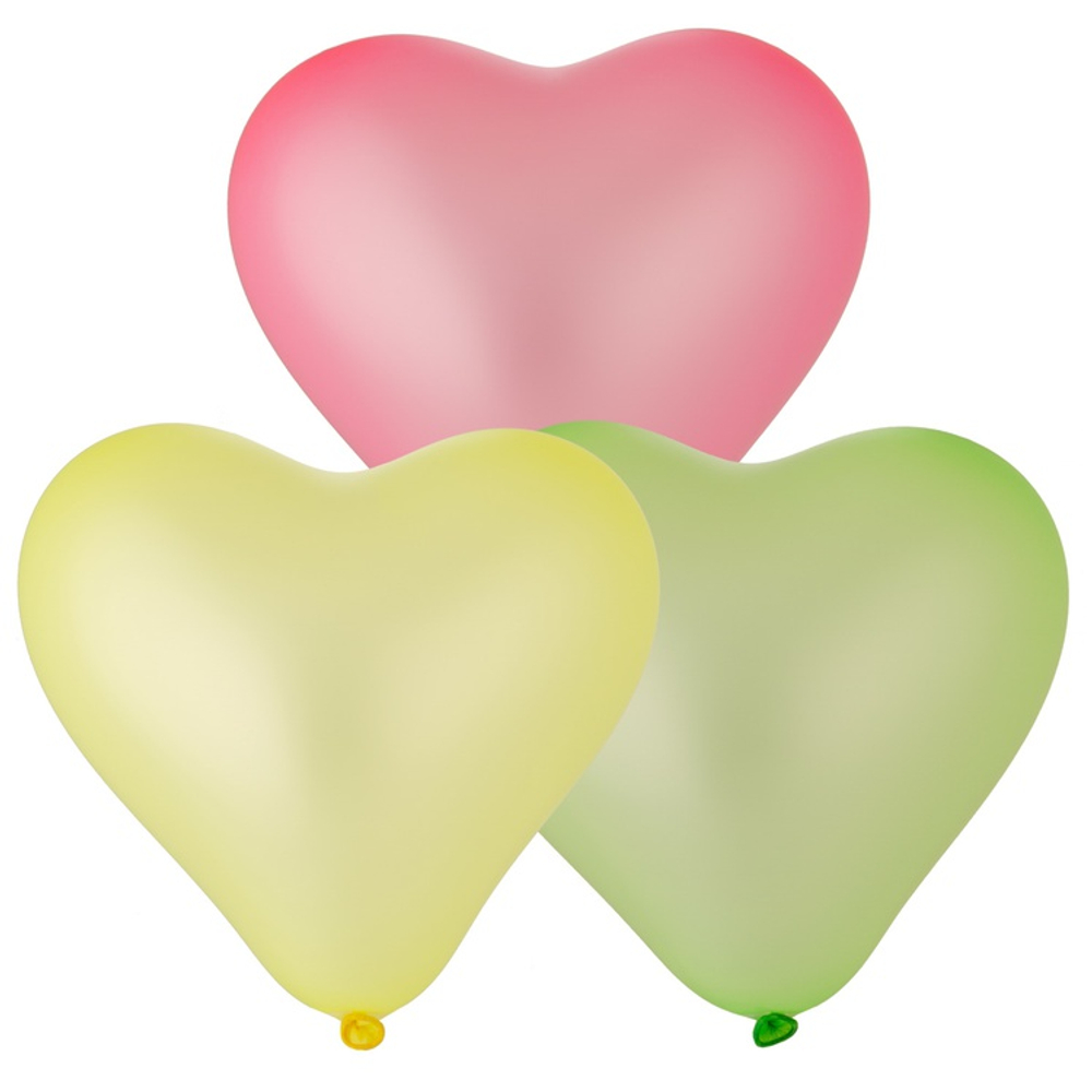 Шар латексный Сердце Неон 25 см (Ассорти)