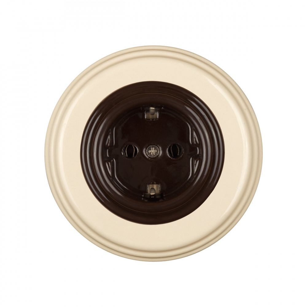 Розетка с З.К., керамика, цвет коричневый B1-101-02
