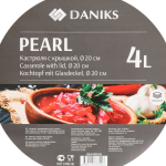 Кастрюля нерж, 4 л, с крыш, крышка стекло, Daniks, Перл, GS-01205-20, индукц