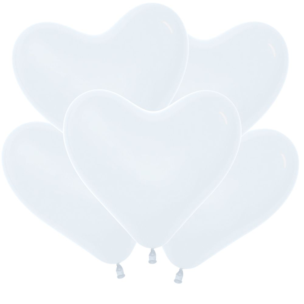 Шар (12"/30 см) Сердце, Белый (005), пастель 50 шт.