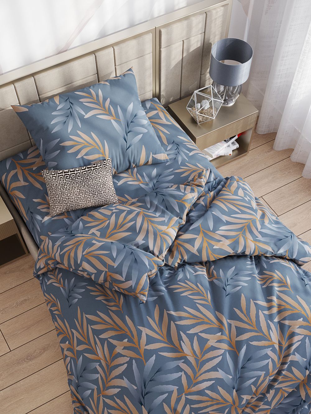 Постельное белье бязь Сказка "Риволи" 1,5-спальный на молнии Наволочка 50х70 см 1 шт Простынь на резинке 90х200 см Пододеяльник 145х205 см