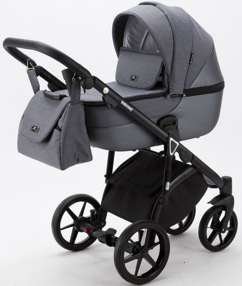 Детская коляска Adamex Bibione 2 в 1 BI-PS86 (Т.СЕР+Т.СЕР.ПЕРЛ.КОЖА)