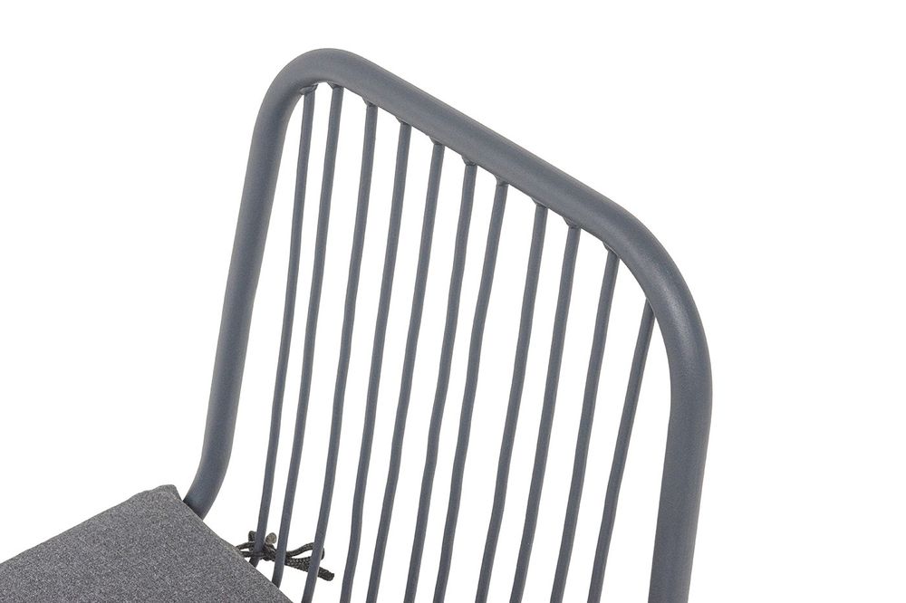 "Кастелло" стул плетеный из роупа, каркас из стали темно-серый (RAL7024) муар, ткань темно-серая 027