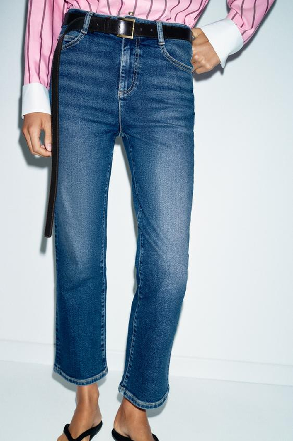 Z1975 Мини-джинсы с расклешенными брючинами и высокой талией - ZARA