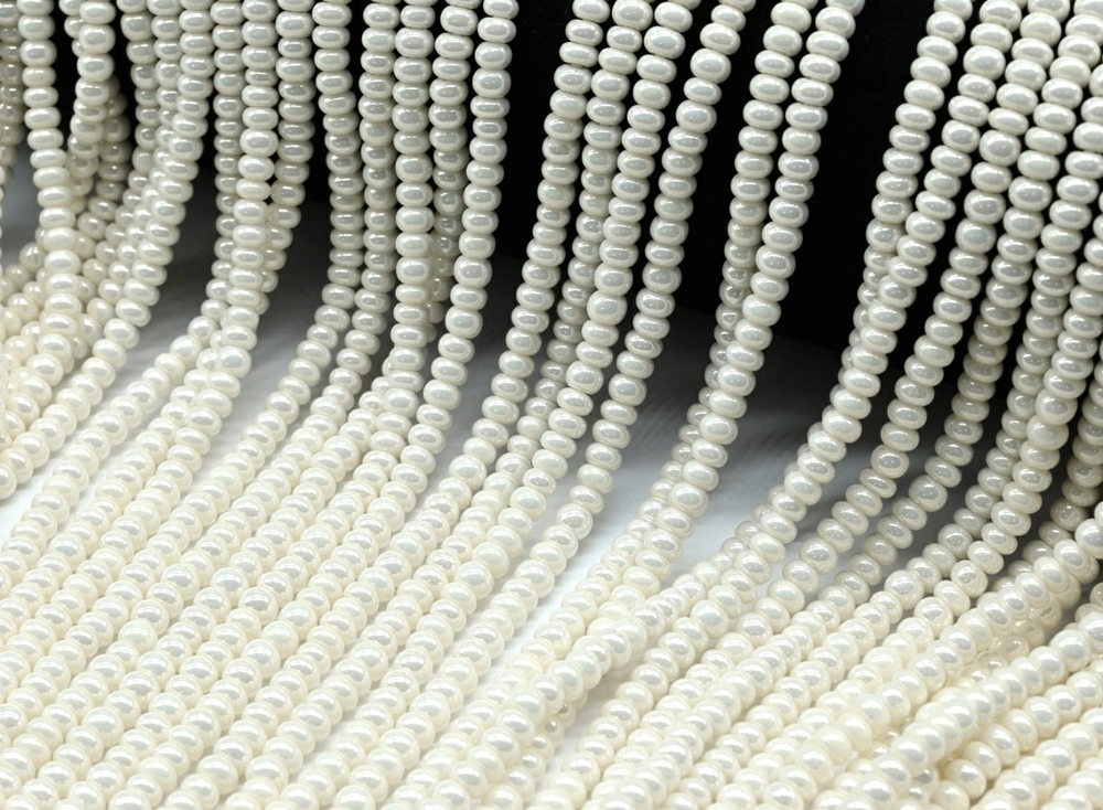 М42 "Майорка" бусины рондель 4*2мм, 40см, айвори