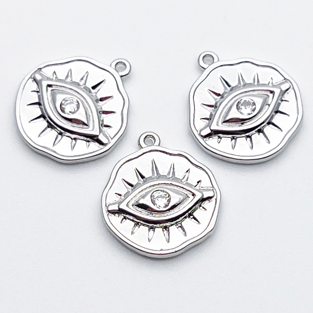 Подвеска Глаз, цвет серебро, фианит, размер 14*12 мм, цена за 1 шт
