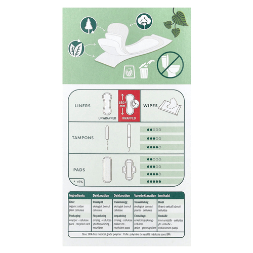 Natracare, ежедневные прокладки, внешний слой из органического хлопка, обычные, 18 штук