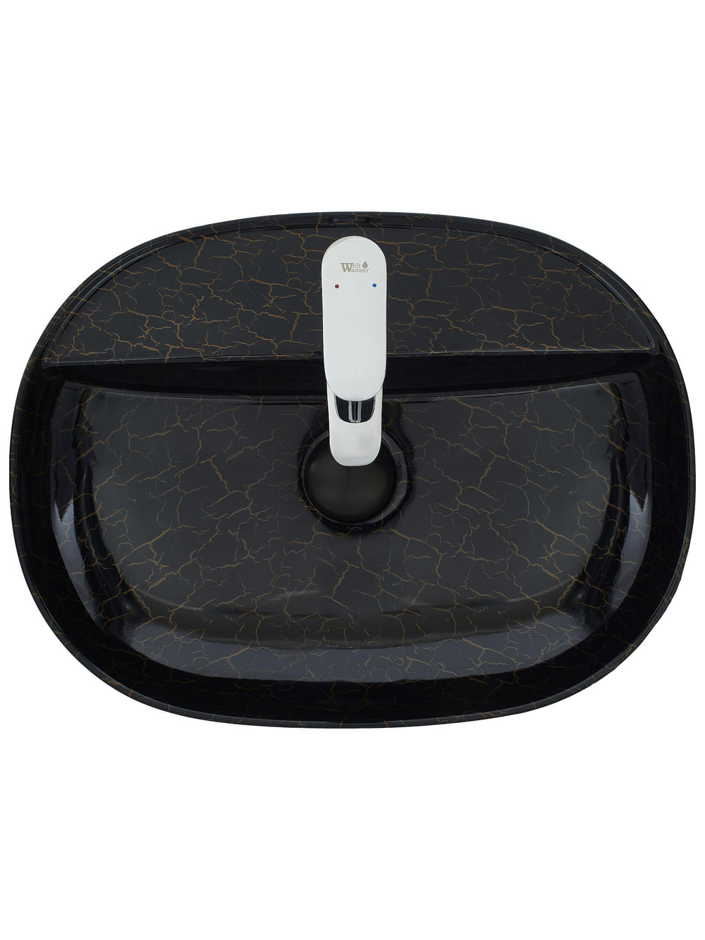 Раковина накладная (мрамор черная с золотом) WeltWasser WW  ELBACH 2202 K509 505х385х120