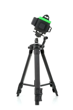 HIBIRU / Профессиональный лазерный уровень 4D со штативом, зеленый луч, Q-Basic, дальность 30м, 16 лучей 360 градусов, самовыравнивание, 2 АКБ кейс, пульт, магнитное крепление, откалиброван, гарантия