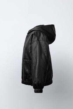 ZARA СТЕГАНАЯ КУРТКА ИЗ ИСКУССТВЕННОЙ КОЖИ, ЧЕРНЫЙ