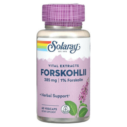 Для похудения и контроля веса Solaray, Vital Extracts, Forskohlii, 385 мг, 60 растительных капсул