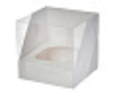 Коробка для 1 капкейка с пластиковой крышкой 100*100*100 мм (БЕЛАЯ)