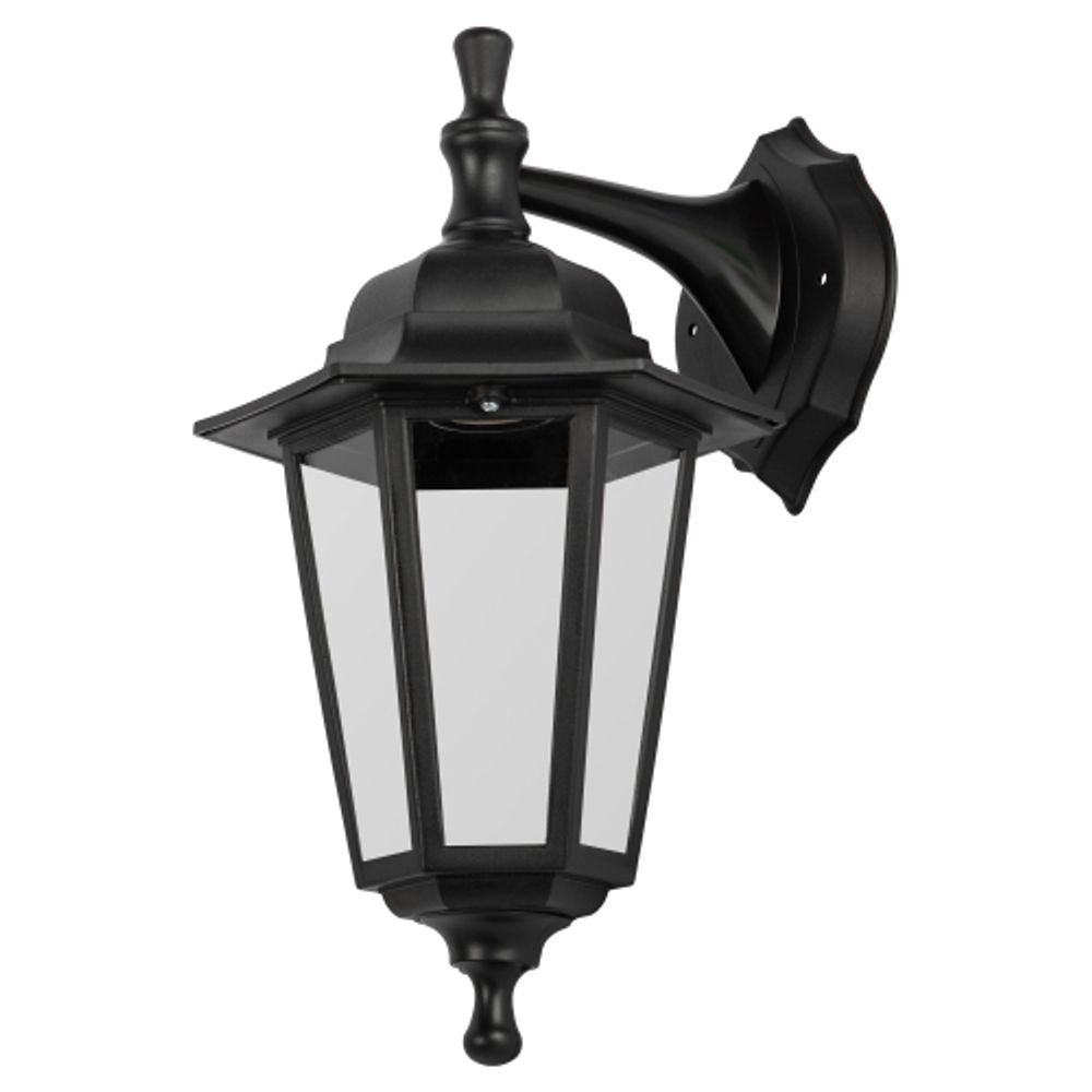 Садово-парковый светильник ЭРА НБУ 06-60-001 черный 6 гранный настенный IP44 Е27 max60Вт | Садово-парковые светильники