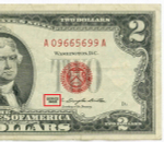 Банкнота США 2 доллара 1963 A 09665699 A. VF