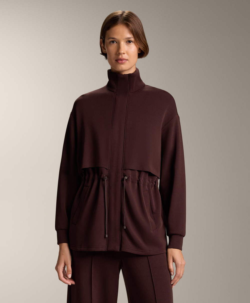 Oysho Длинная мягкая куртка из модала с карманами, темно-коричневый