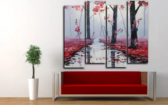 Модульная картина "Осенняя река"