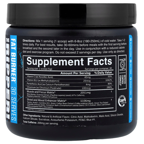 JNX Sports, Потрошитель! сжигатель жира, со вкусом голубой малины, 150 г (5,3 унции)
