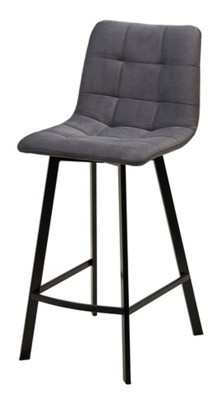 Полубарный стул М-City DISAUR Чили-Кб (Chilli-Qb Square) Серый 27, Велюр, Черный каркас (H66 см)